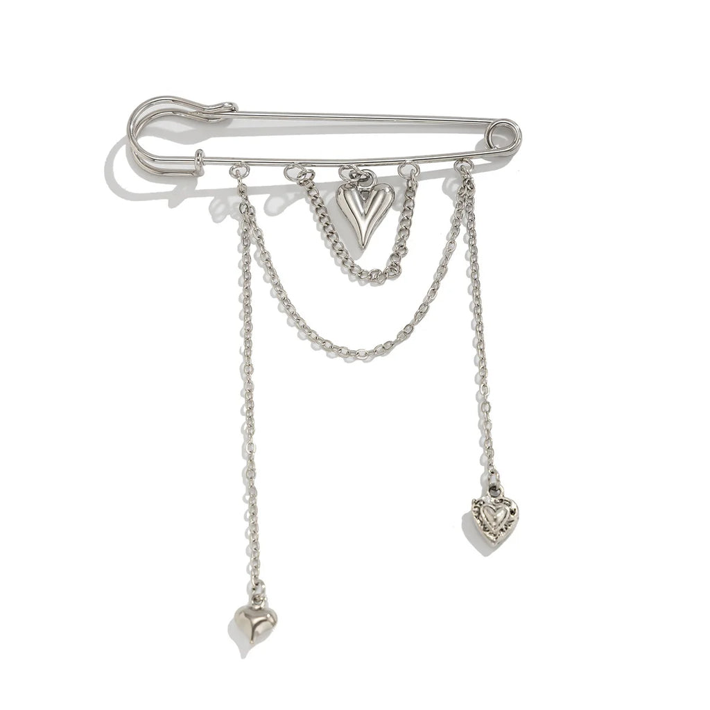 Simple Heart-shaped Pendant Pants Decoration with Short Pins, Versatile Chain Tassels, and Foot Accessories