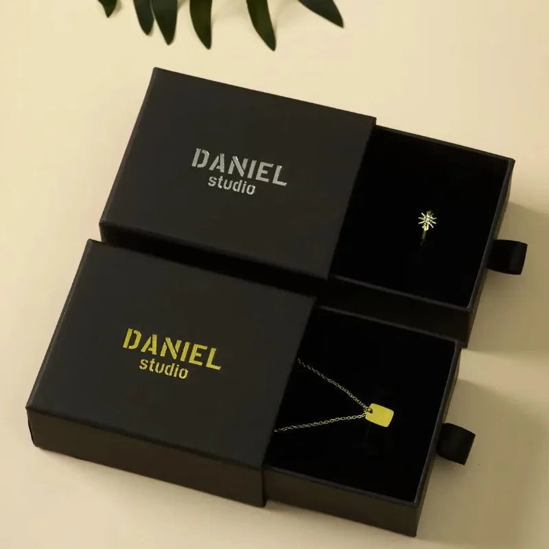 1PCS Free Custom Logo Paper Box Necklace Ring Box With Sponge Drawer Box Personalized Exquisite Jewelry Packaging Pack 8*8 10*10