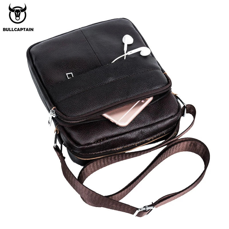BULLCAPTAINN Brand Men Messenger Bag High Quality Leather Shoulder Bags For Men Business Travel Crossbody Bags Male Mini Bag's