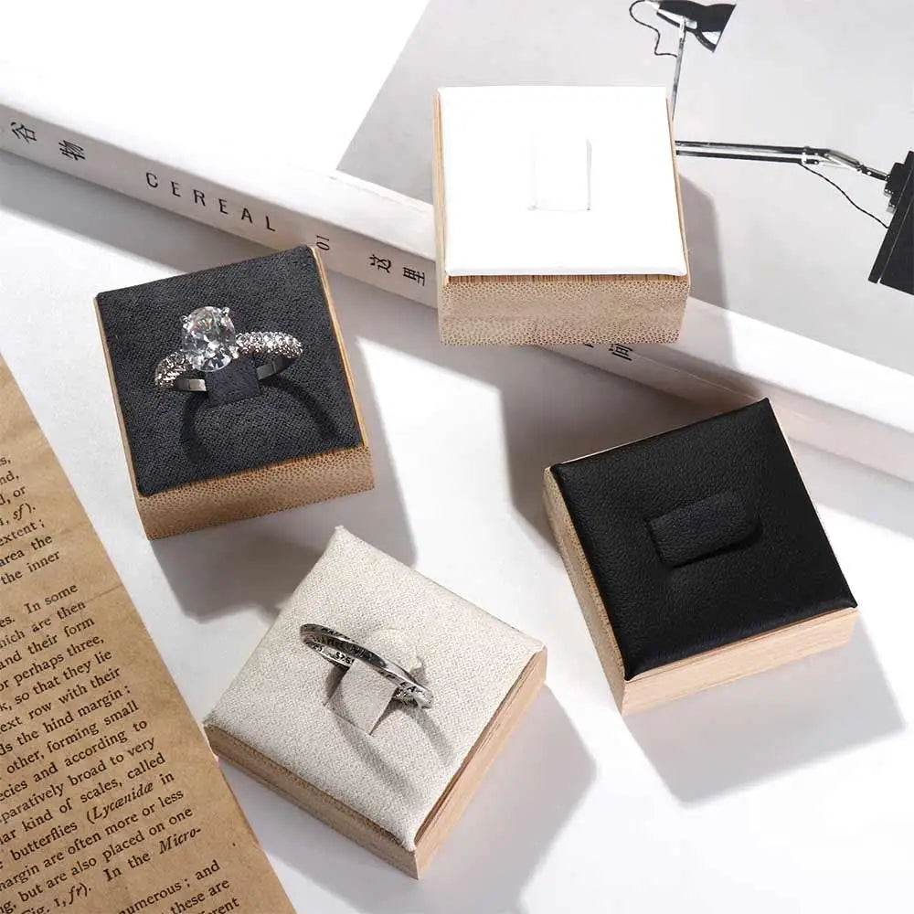 Ring Display Rack Small Travel Vintage Ring Holder Case Wedding Ring Box Wooden Jewelry Show Props Earrings Rings Organizer