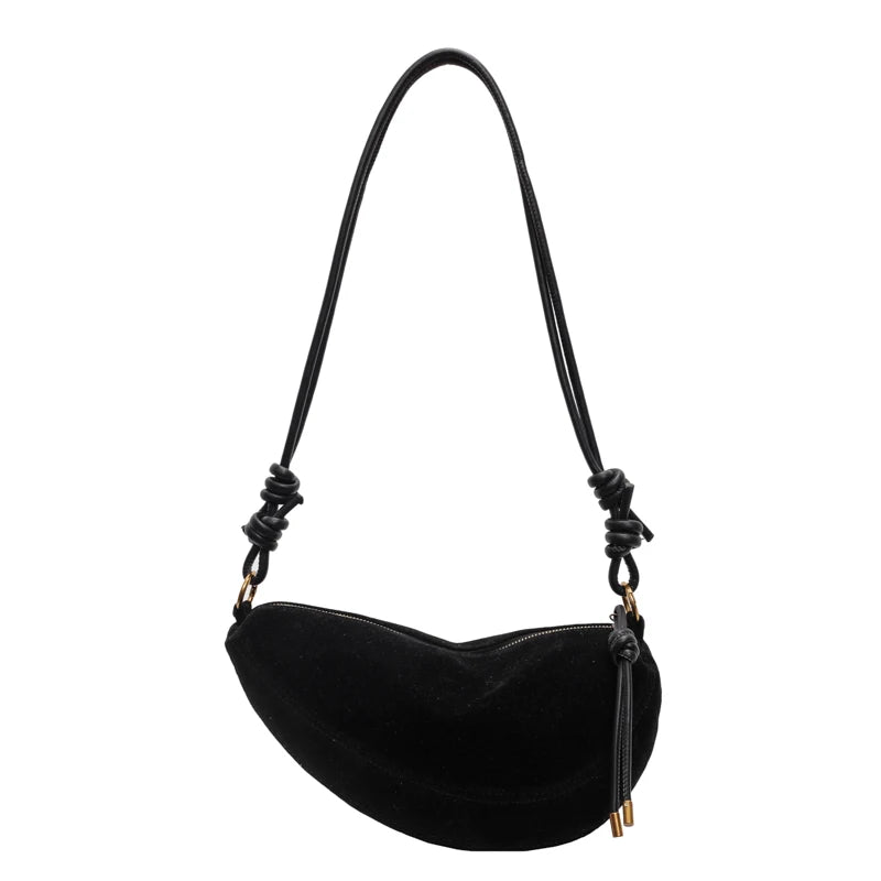 Frosted Retro Bag for Women 2025 New Autumn and Winter Niche Design Faux Suede Shoulder Messenger Commuter Dumpling Underarm Bag