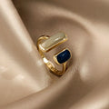 Retro Gold Color Double Oil Drip Open Rings for Women Luxury Irregular Adjustable Finger Ring 2023 New Trendy Wedding Jewelry