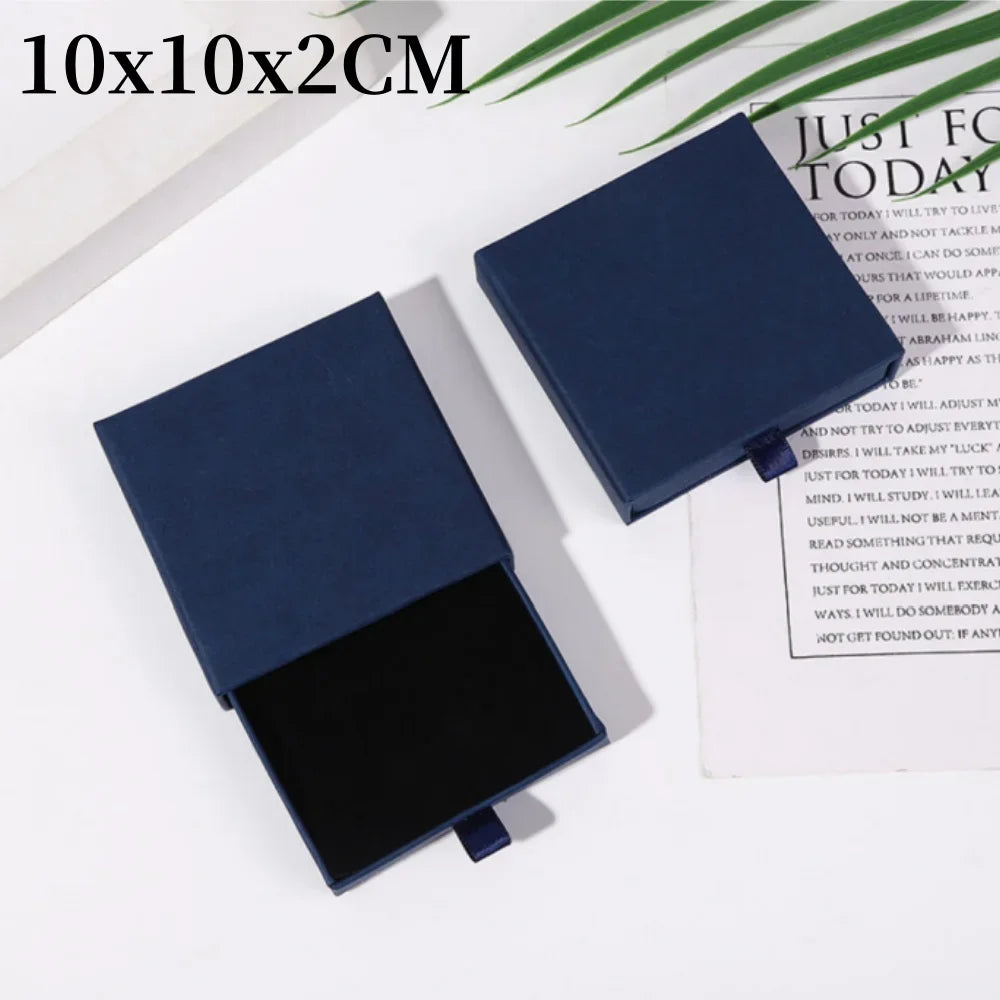 1Pc Thick Kraft Paper Drawer Jewelry Box With Sponge Greet Card for Necklace Bracelet Ring Gift Box Jewelry Packaging Box Joyero