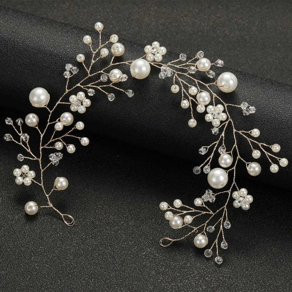 DIEZI Elegant Women Hair Accessories Bridal Headband Crystal Pearl Hairband Head Ornament Ladies New Hair Jewelry For Wedding
