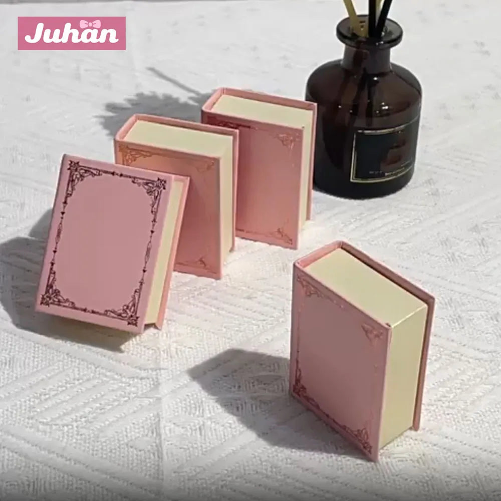 1PCS Flip Cover Book Shaped Jewelry Display Box Simple Earrings Ring Necklace Pendant Storage Box Portable Travel Jewelry Holder