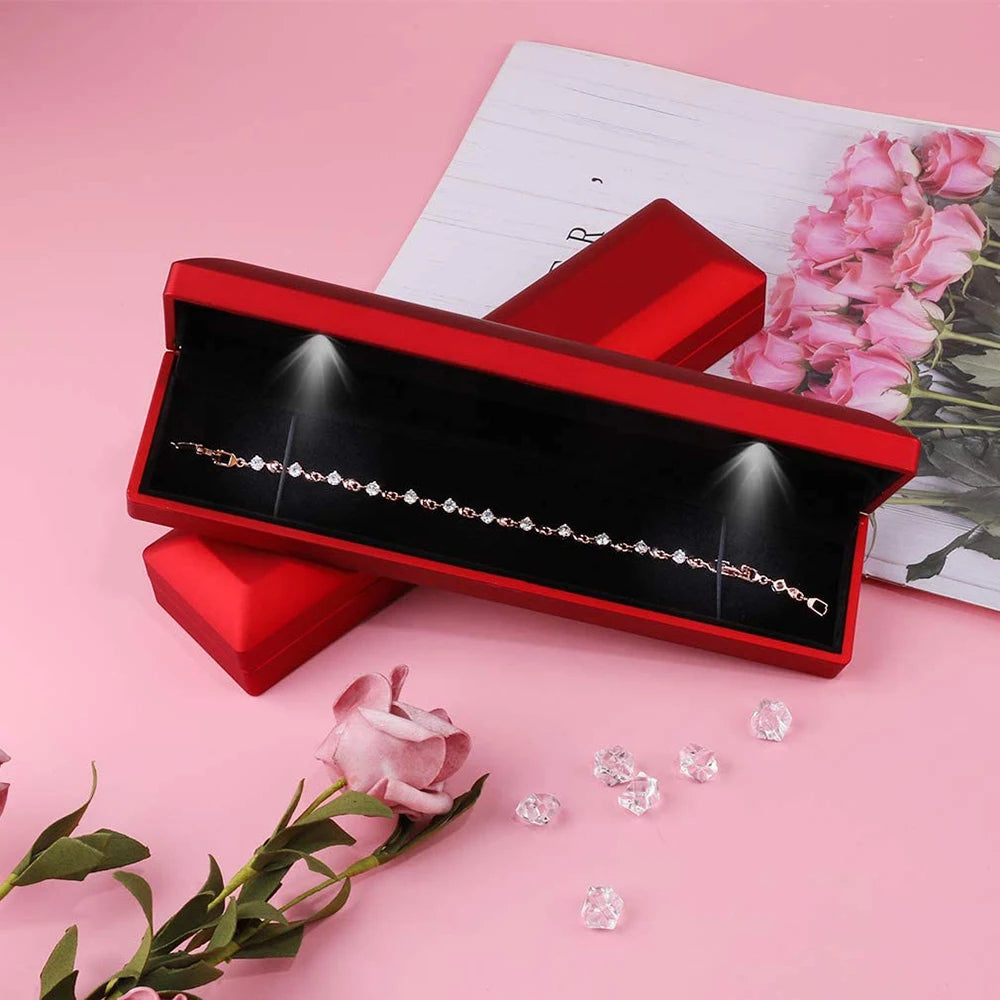 LED Necklace Jewelry Box with Light Long Chain Bracelet Storage Display Case For Wedding Anniversary Engagement Luxury Gifts Box