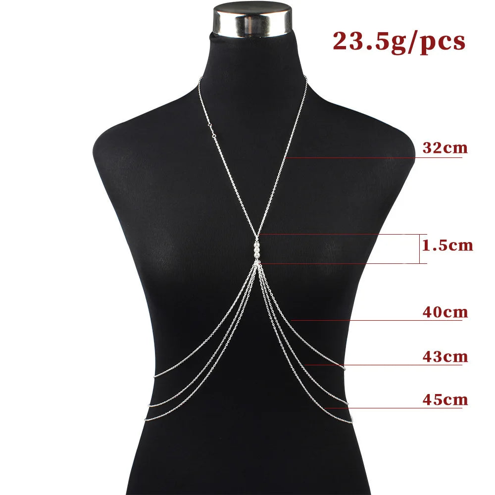 New Women Multi-layer Alloy Electroplating Body Chain Fashion Classic All-in-one Chain Body Chain BD7019