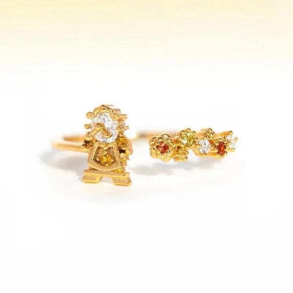 Korean CZ Sweet Crystal Zircon Heart Ring For Women Exquisite Shell Flower Opening Finger Rings Princess Wedding Jewelry