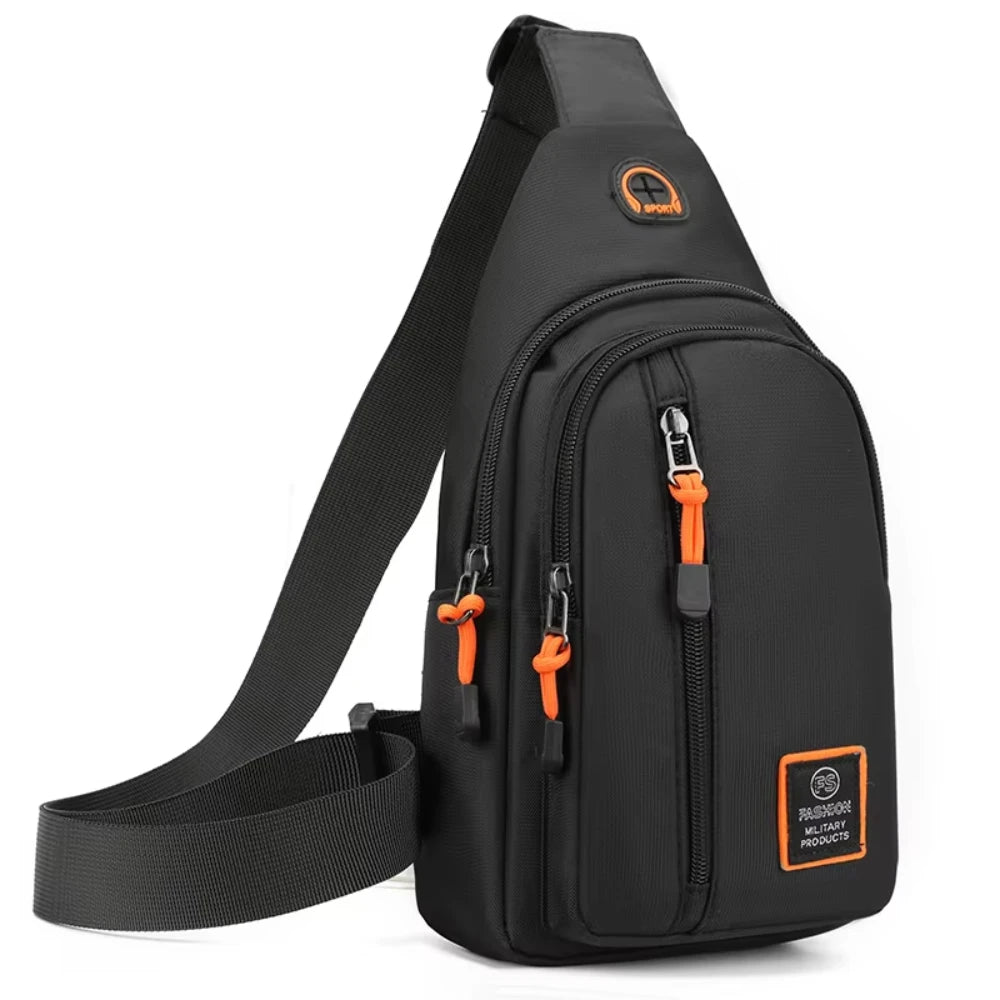 Casual Men's Crossbody Bag Oxford Cloth Waterproof Material Sports Fitness Chest Bag Cell Phone Change Documents Storage Bags