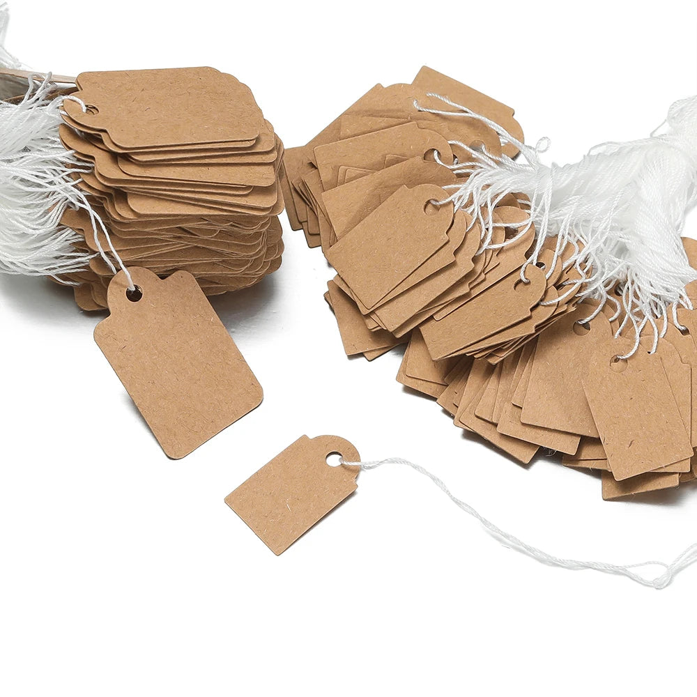 100pcs/lot  Price Label Tags String Tie Watch Jewelry Display Merchandise Price Label Paper Cards Rectangular Blank Price Tag