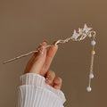 Ink Flower Tassel Hair Stick For Women Chinese Hanfu Hair Accessories Classic Cheongsam Decor Hairpin Retro Metal Hair Jewelry