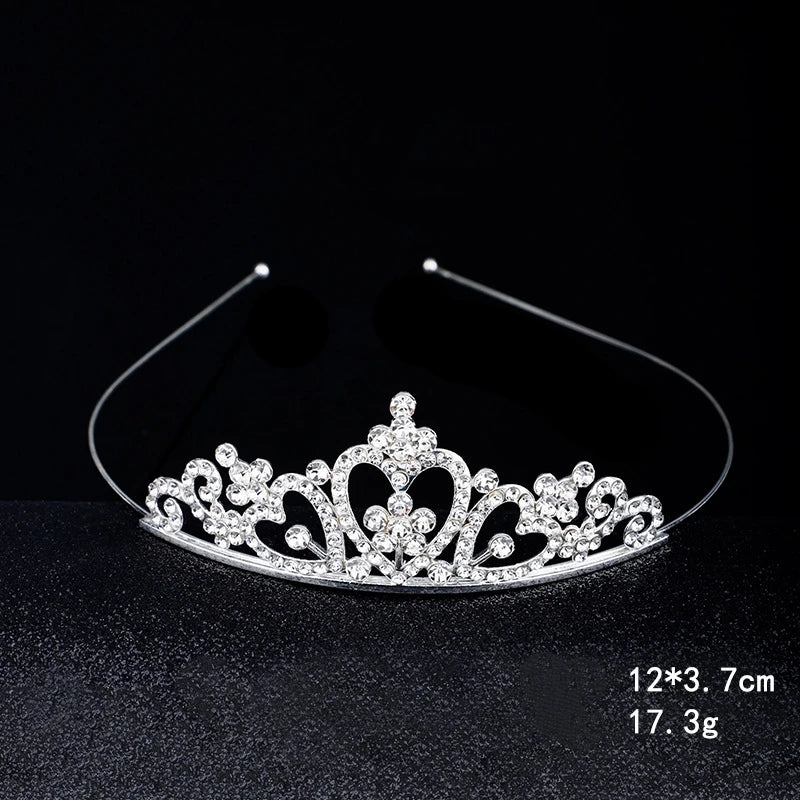 Princess Crown Headband Crystal Tiara Girls Hair Accessories High-end Dance Performance Crown Birthday Gifts for Girls