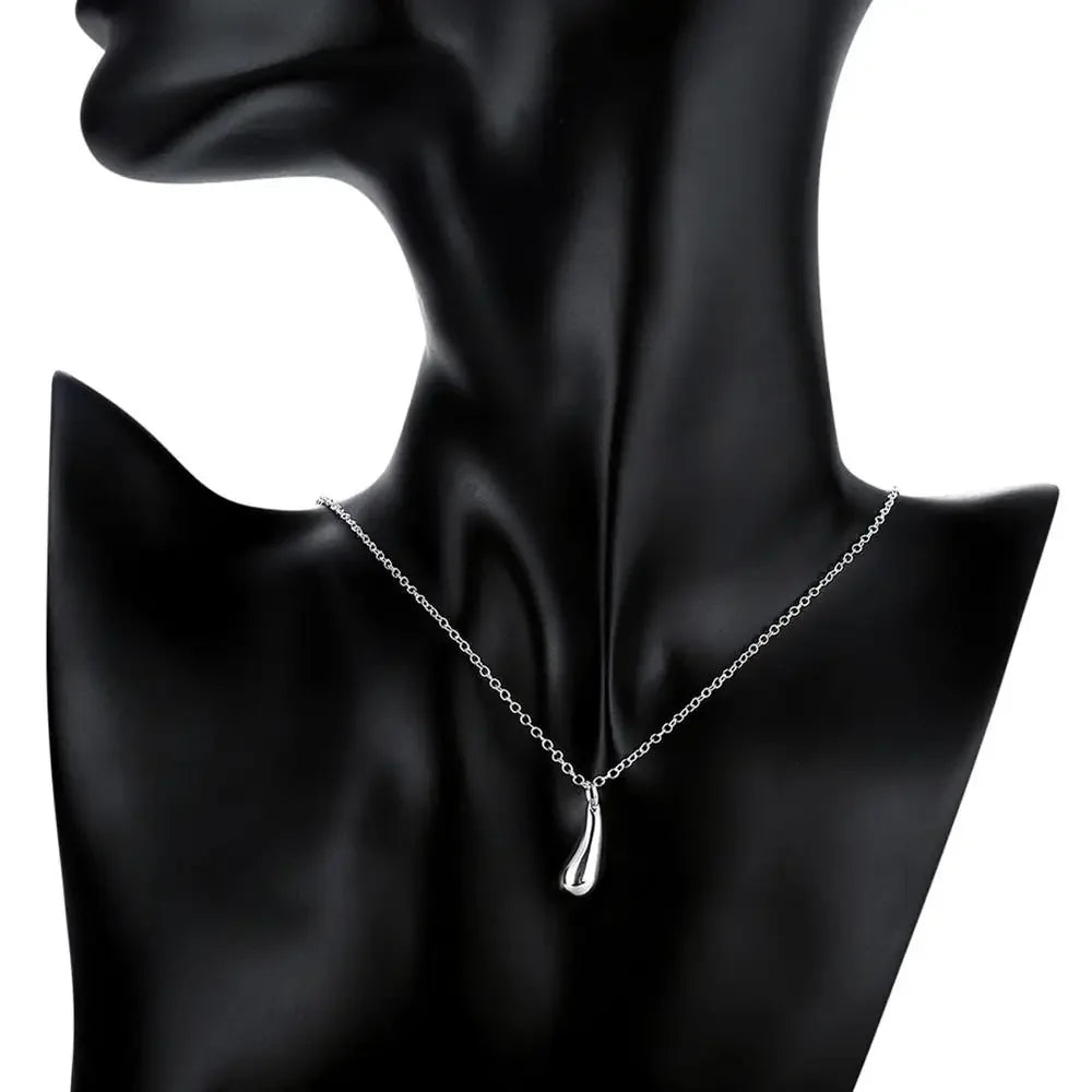 Charms 925 Sterling Silver Water drop Pendant bangle Bracelet necklace earring ring for women Fashion Party Jewelry set