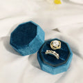 Vintage Octagon Square Velvet Single&Double Ring Box With Detachable Lid Earrings Proposal Wedding Ring Pendant Storage Box