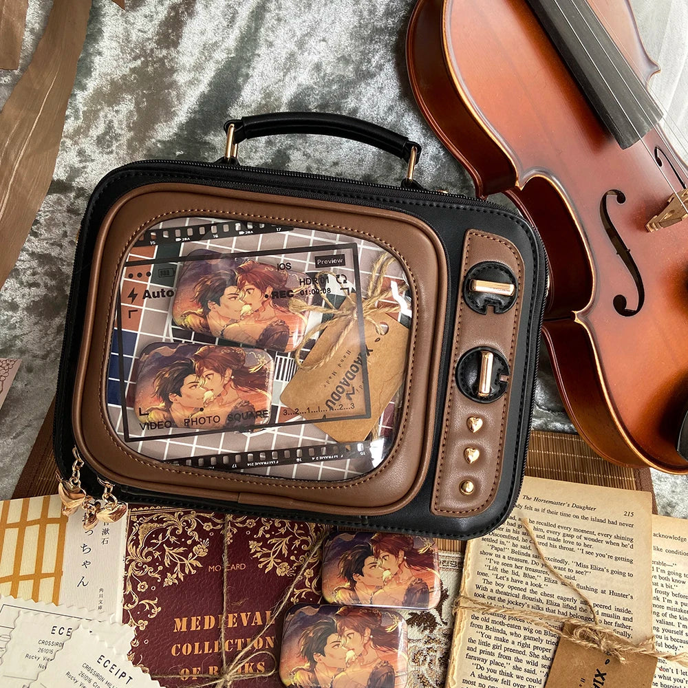 Novelty Tv Shape Ita Bag Retro Television Women Shoulder Bag Design Ita Backpack with Inserts Girls Crossbody Bag