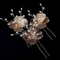3 Pcs Pearl Hairpins Bridal Headpiece Handmade Silver/Gold Color Wedding Hair Pins Party Hair Accessories for Women and Girls
