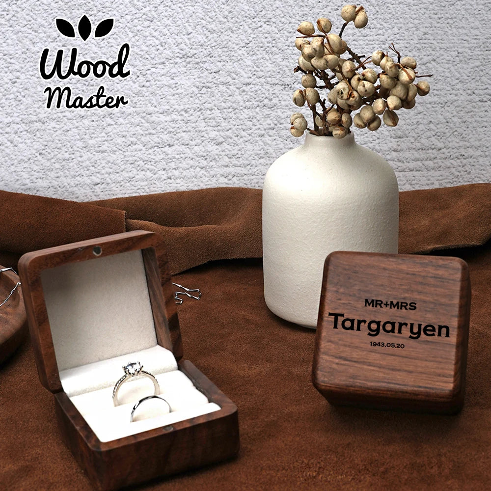 Wooden Ring Box Lover Wedding Fashion Original Wood Box for Propose Valentine gifts The adventure Besigns