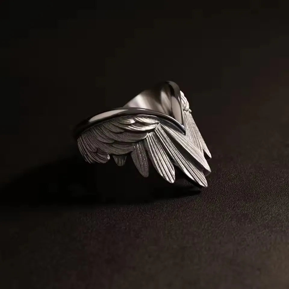 2025 Retro Angel Wings Ring For Women Girls Punk Gothic Adjustable Open Ring Handmade Designer Jewelry Accessories Gift
