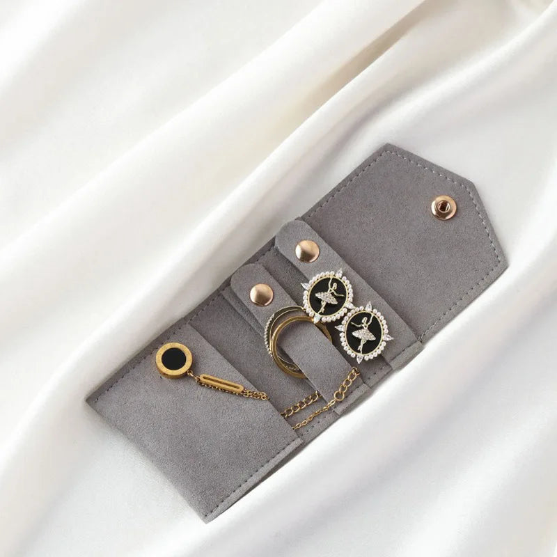 Cute Small Microfiber Leather Jewelry Storage Bags 6*5cm Stud Earring Ring Charm Necklace Organizer Promotional Gifts Pouches