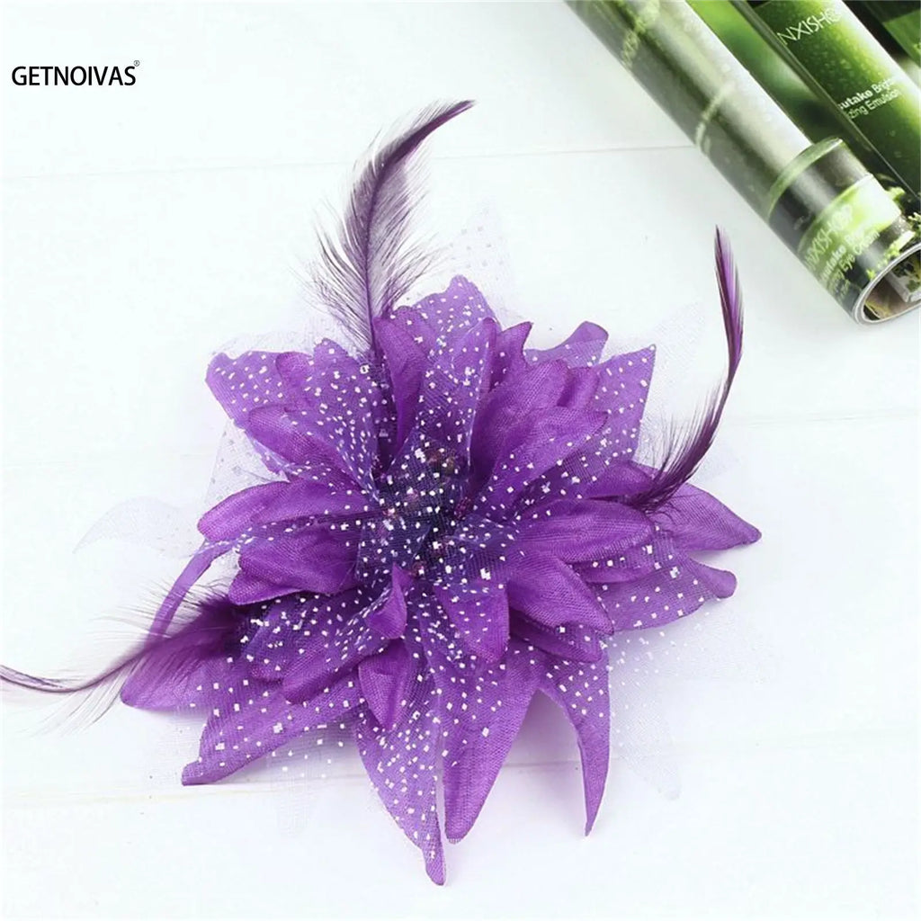 Women's Fashion Flower Feather Beads Corsage Hair Clip Bridal Hairband Bride Barrettes Hair Accessories For Party Dancing