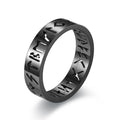 2026 New Stainless Steel Hollow Out Ring for Men Women Fashion Hollow Rune Design Finger Anillo Antiestres Anxiety Rings