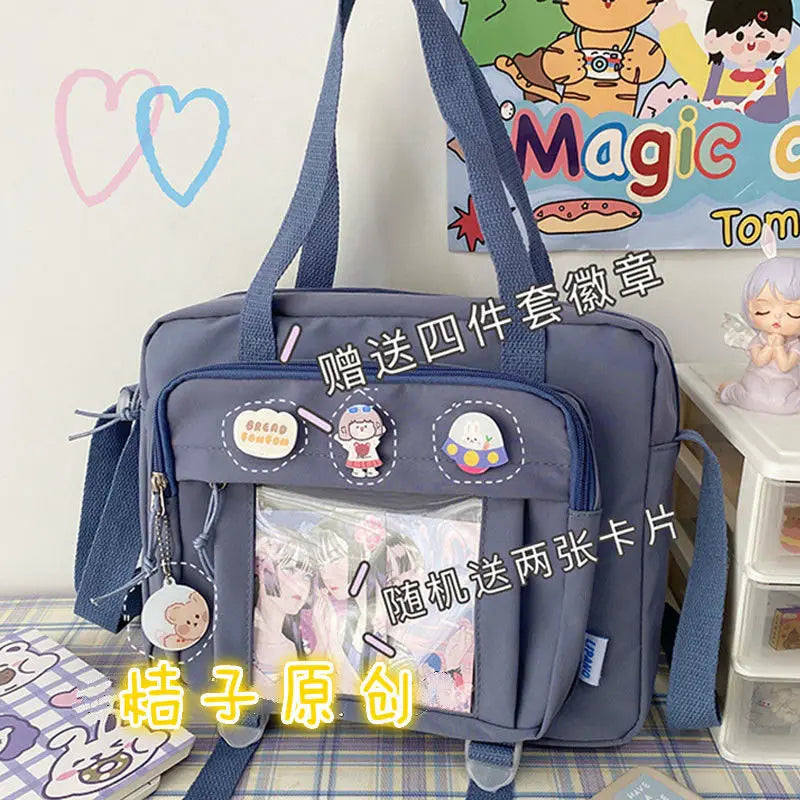 Korean Women's Messenger Bag Simple Multifunctional Female College Student Style Large Capacity Portable One Shoulder Diagonal