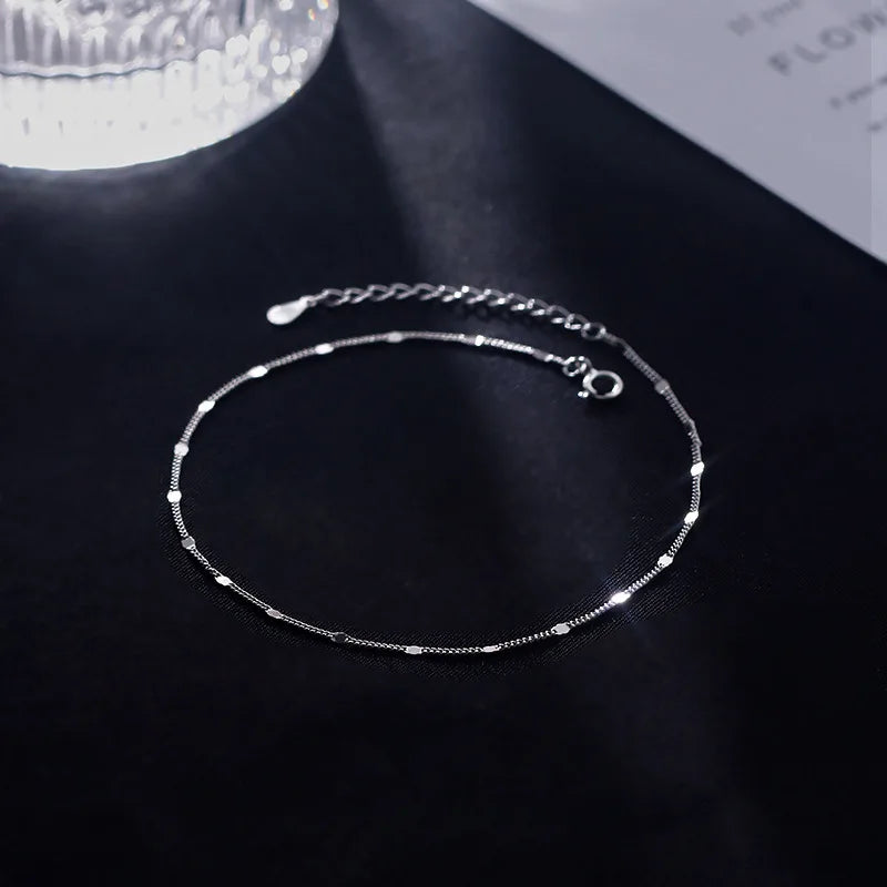 New 925 Sterling Silver Simple Chain Anklet Personalized Charm Anklet Birthday Gift for Women Exquisite Jewelry
