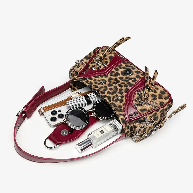 Women Bag 2026 Y2K PU Rivet Fashion Luxury New Vintage Locomotive Style Shoulder Bag Pures and Bags Crossbody Girls