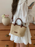 Summer Vacation Women's Beach Straw Shoulder Bag Retro Design Ladies Portable Crossbody Bags Knot Basket Woven Tote Handbags
