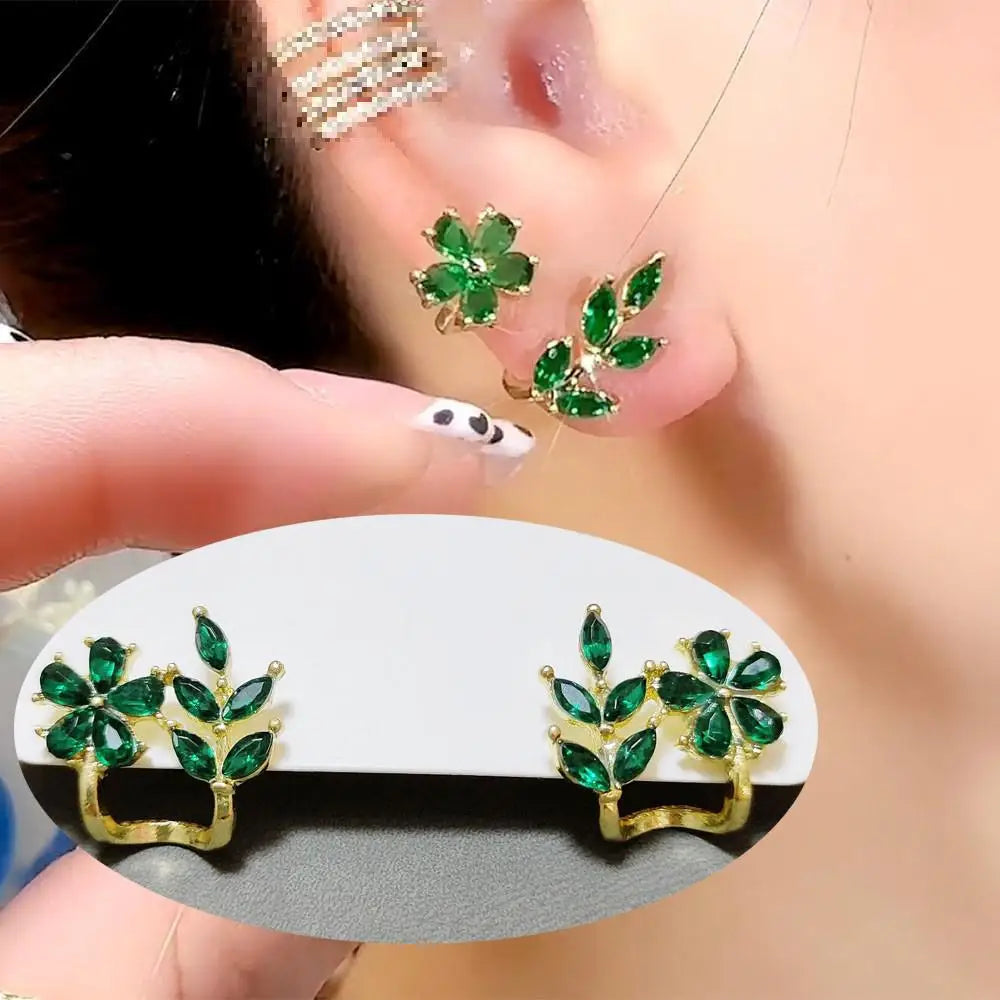 Green Crystal Butterfly Earrings