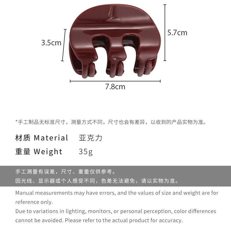 Solid Color Grab Clip Headbands Womens Retro Texture Acetate Girl Elegant Hair Claw Shark Clips Lady Barrettes Headdress