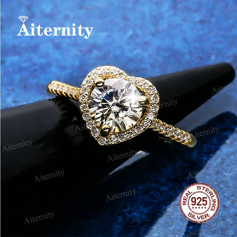 Moissanite And Zircon Ring D VVS1 Adjustable Size S925 Sliver Wedding Rings for Women Jewelry Party Fashion Top Quality Ring