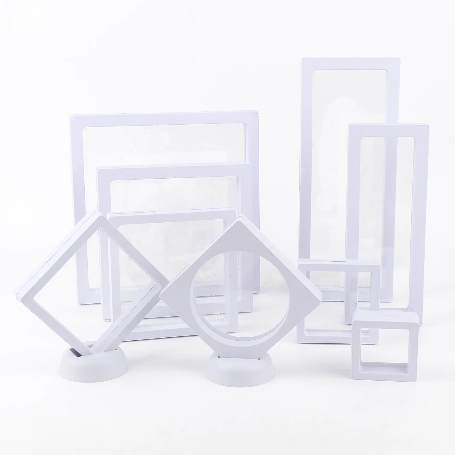 3D Free Stand White Suspension Floating Case Frame Membrane Display For Jewelry Storage Earrings Necklace Ring Accessories Box
