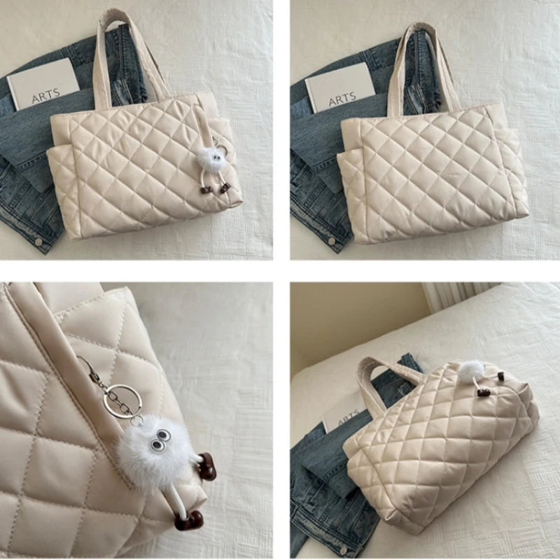 Rectangular Large Capacity Single Shoulder Bag for Commuting To Work Tote Bag in Korean Style Casual Handle Bag