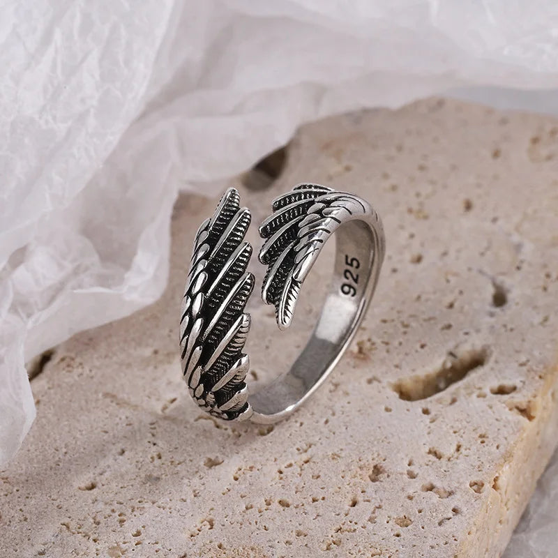 Luxury 925 Sterling Silver Angel Wing Women's Ring