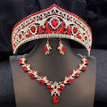 Royal Queen Green Crystal Tiaras Wedding Crown earring Set Bridal Diadem for Princess Wedding headdress Bride Hair Jewelry