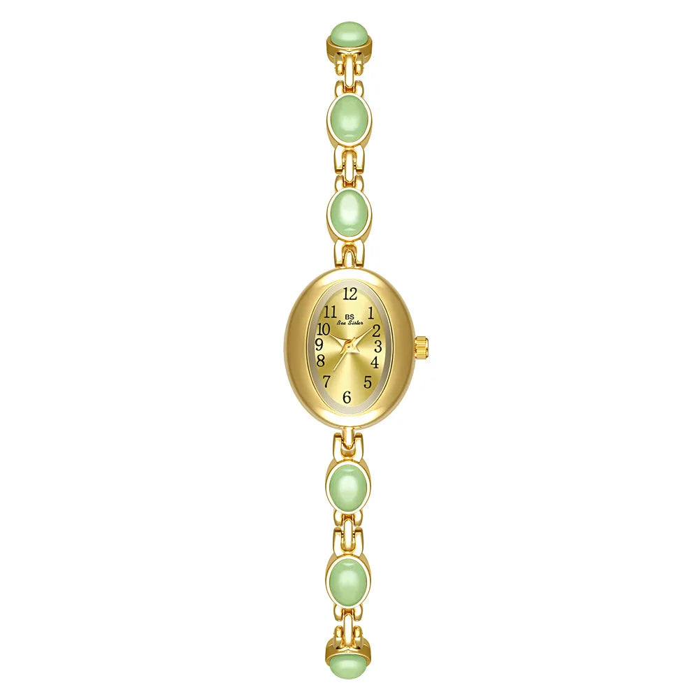 Fashion Casual Women's Watches Natural Jade Bracelet Digital Oval Dial High-end Ladies Wristwatch Watches For Woman Accessory