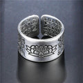 Silver Color Buddhist Ring for Women Tibetan Prayer Copper OM Mantra 7 Chakras Good Luck Women Ring