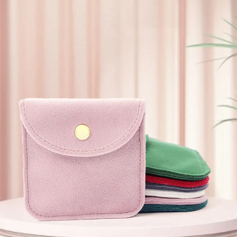 Snap Button Jewellery Pouch Soft Velvet Bag Envelope Jewelry Bag Necklace Bracelet Storage Bag Wedding Gift Bags Packaging Bag