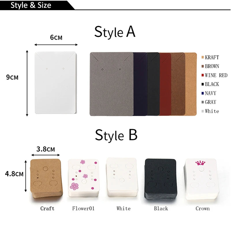 50pcs/lot Earrings Necklaces Display Cards for Jewelry Boxed and Packaging Cardboard Hang Tag Card Ear Studs Paper Card 6x9cm