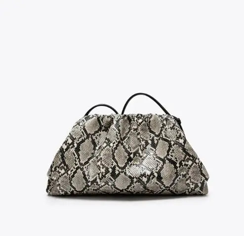 Ruched Serpentine Dumpling Bags for Women Pouch Handbag Clutch Snake Pattern Shoulder Crossbody Bag Luxury Designer Bag