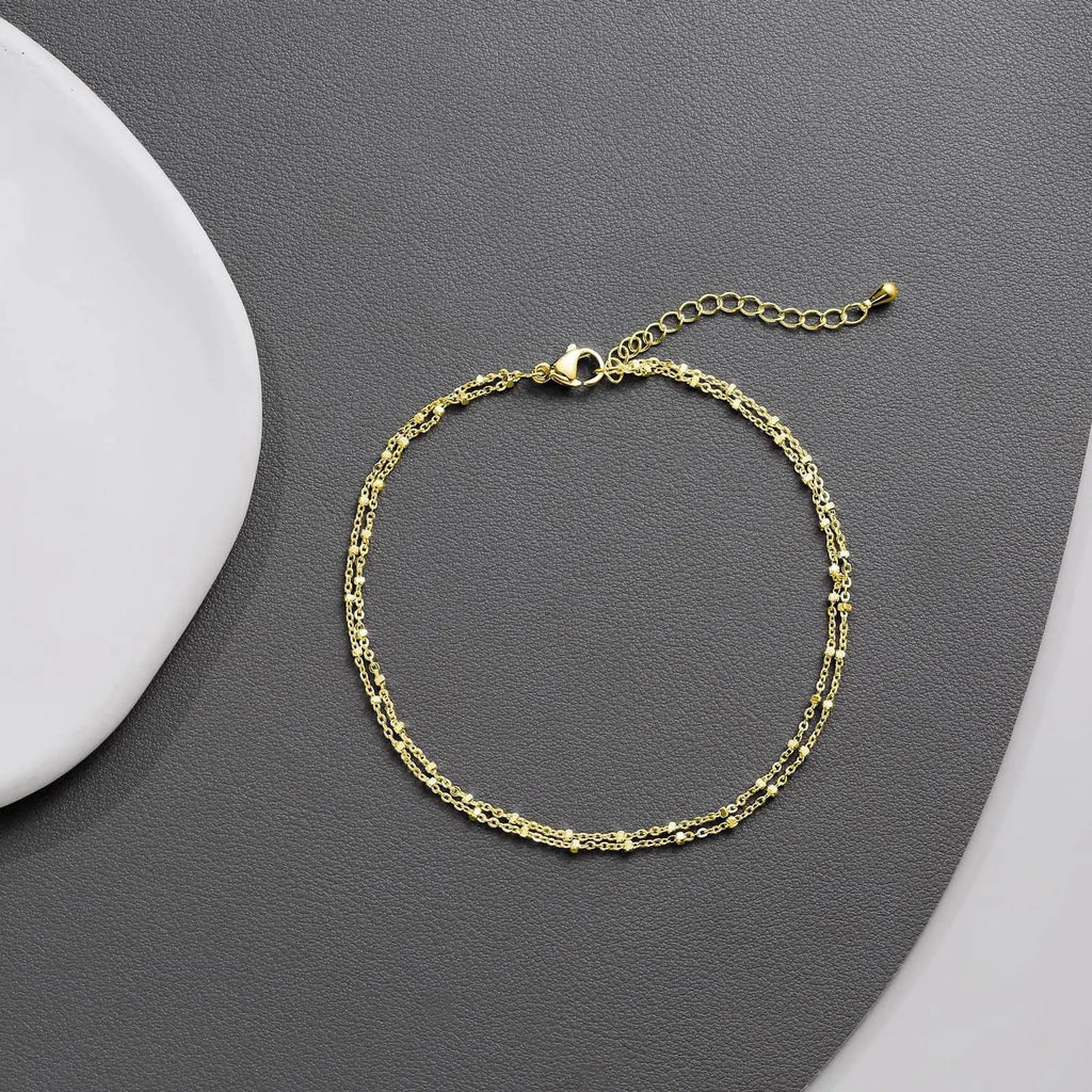 Party Banquet Jewelry Gifts Bohemian Style Women's Double Layered Foot Chain Minimally Crafted Foot Accessories