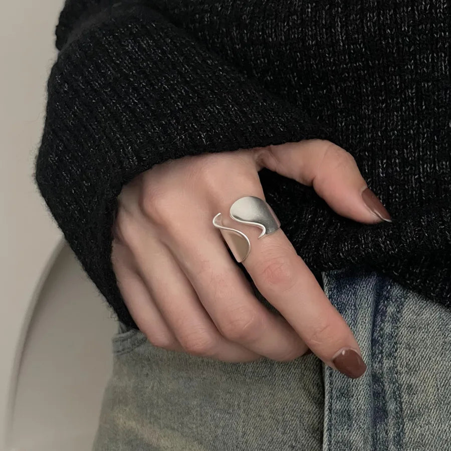 XIYANIKE Hip Hop Geometric Irregular Wide Cuff Finger Rings For Women Girl Fashion New Jewelry Gift Party Rock Anillos Mujer