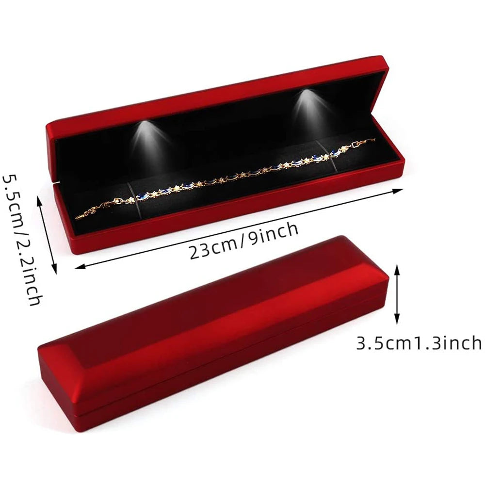 LED Necklace Jewelry Box with Light Long Chain Bracelet Storage Display Case For Wedding Anniversary Engagement Luxury Gifts Box