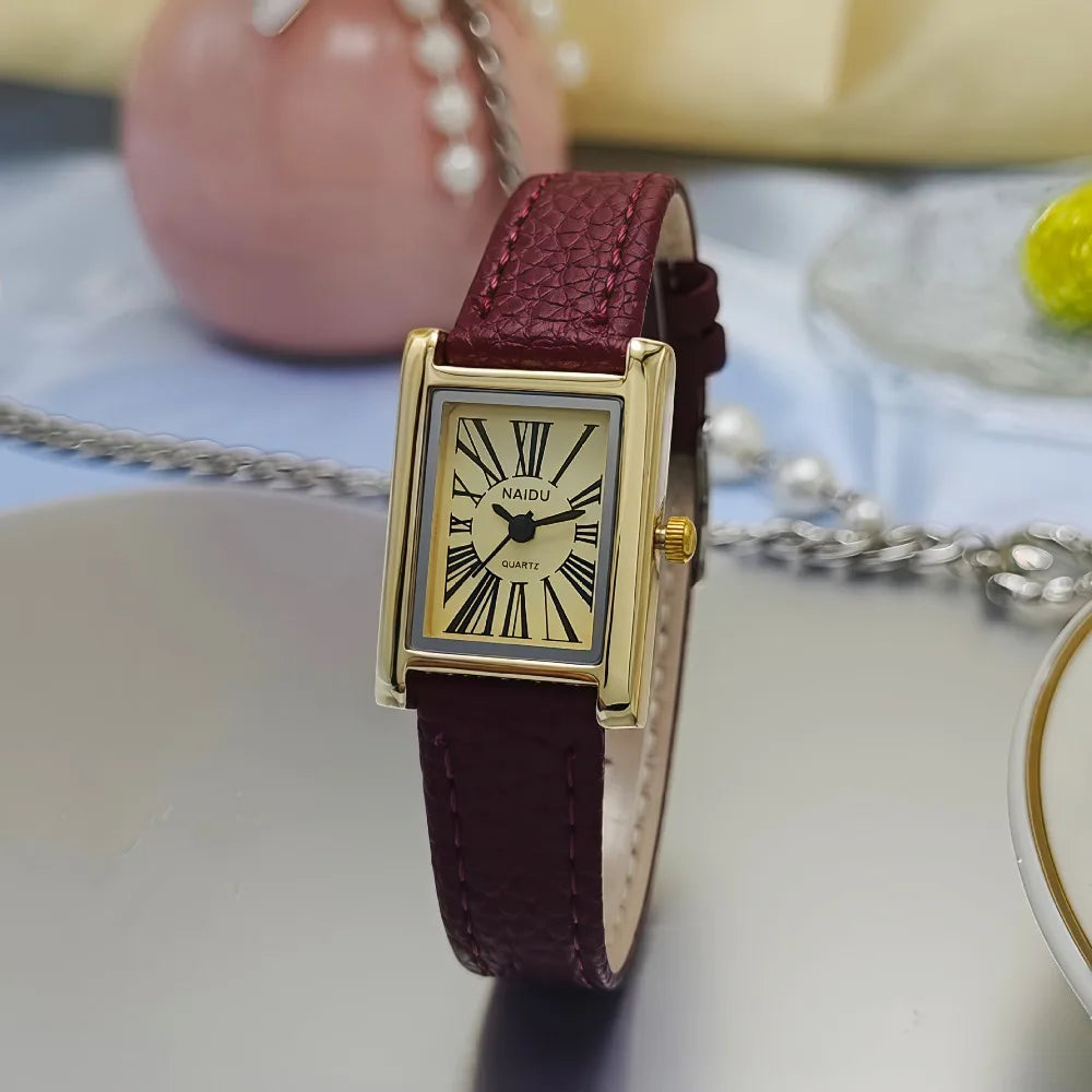 Fashion Women Quartz Wristwatches Simple Leather Strap Roman Dial Women's Watch Luxury Girl Gift Watches Hot Sale Reloj Mujer