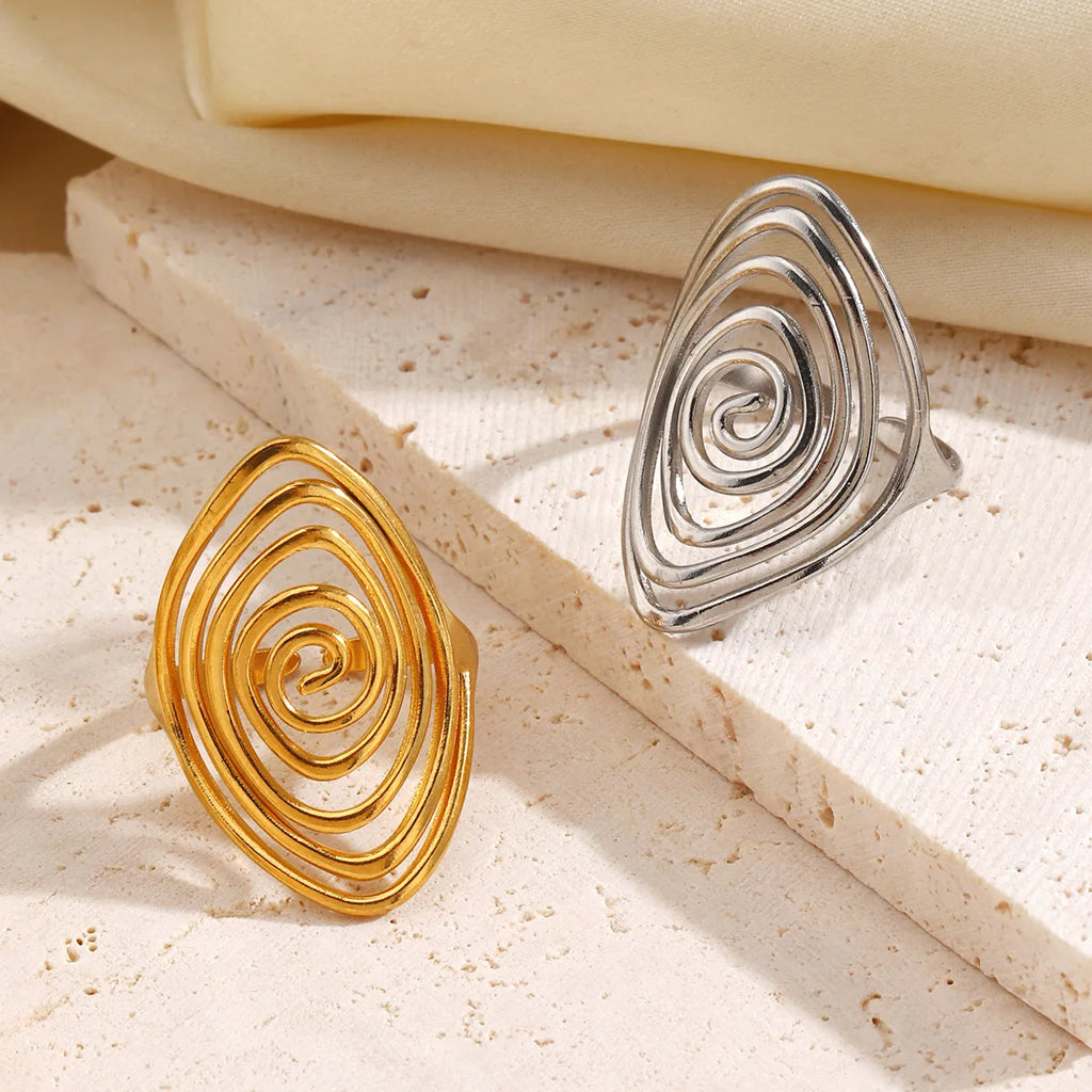 LATS Creaive Stainless Steel Spiral Ring for Women Man Minimalist Irregular Twisted Swirl Rings Fashion Jewelry Unique Gifts