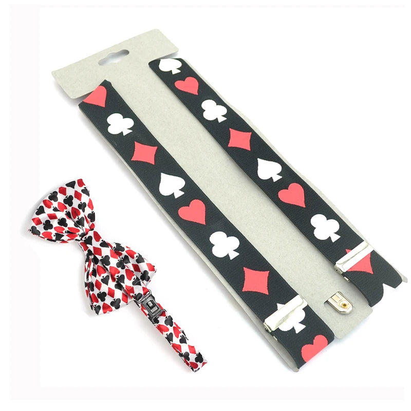 3.5cm Brace Tie Set Women Men Suspender For Trousers Pants Holder Bow Tie Cravat Set Y-Shape Poker Office Casual Gallus Gift