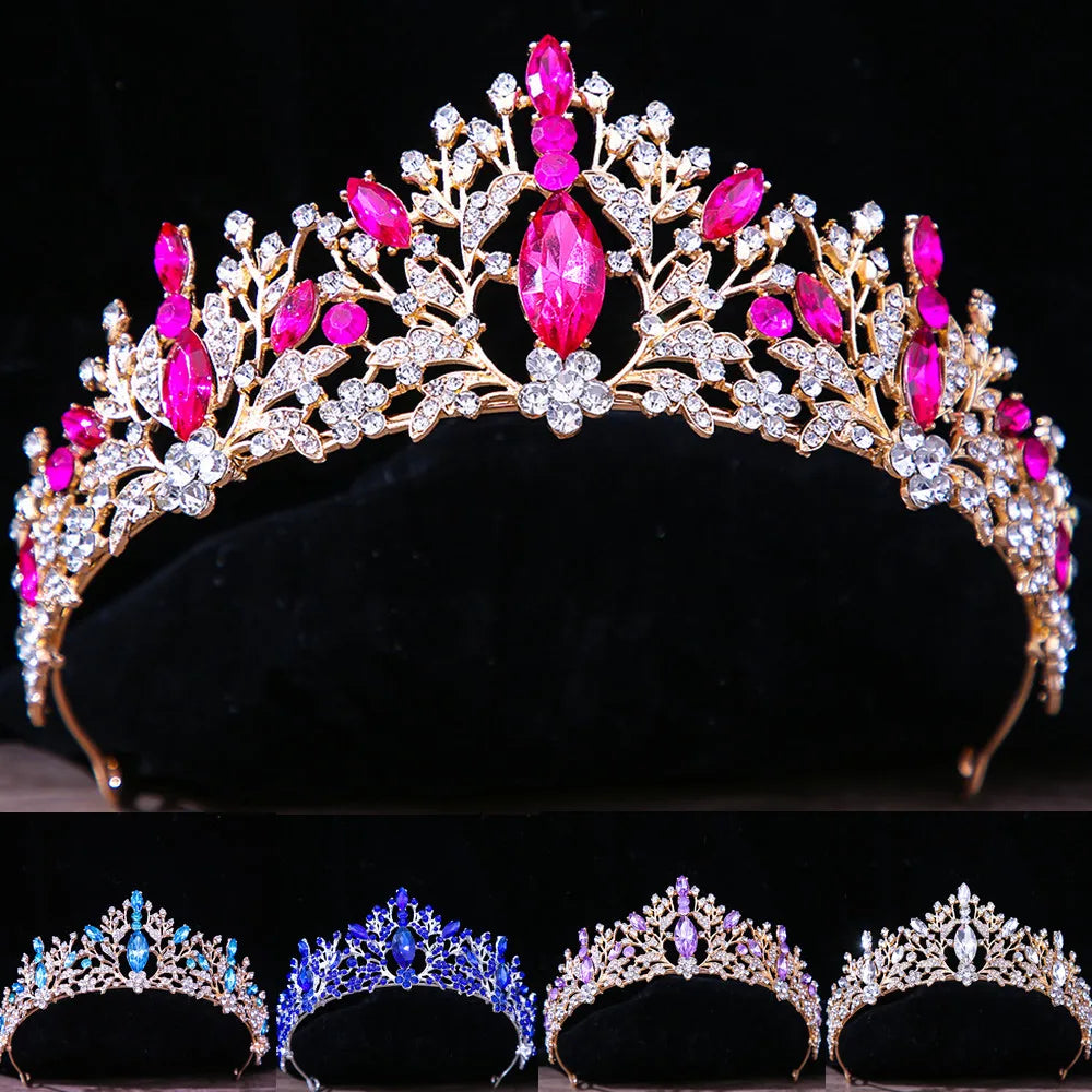 DIEZI Baroque Vintage Princess Queen Bridal Crown Headwear Crystal Tiara For Women Wedding Crown Hair Dress Accessories Jewelry