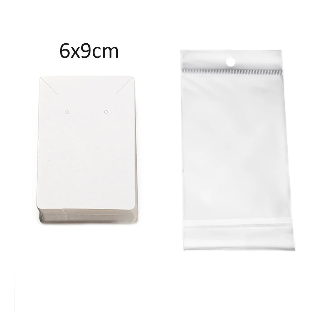 50Sets Earring Cards and 50pcs Bags Necklace Earring Display Cards Self-Seal Bags Kraft Paper Card for DIY Jewelry Packaging