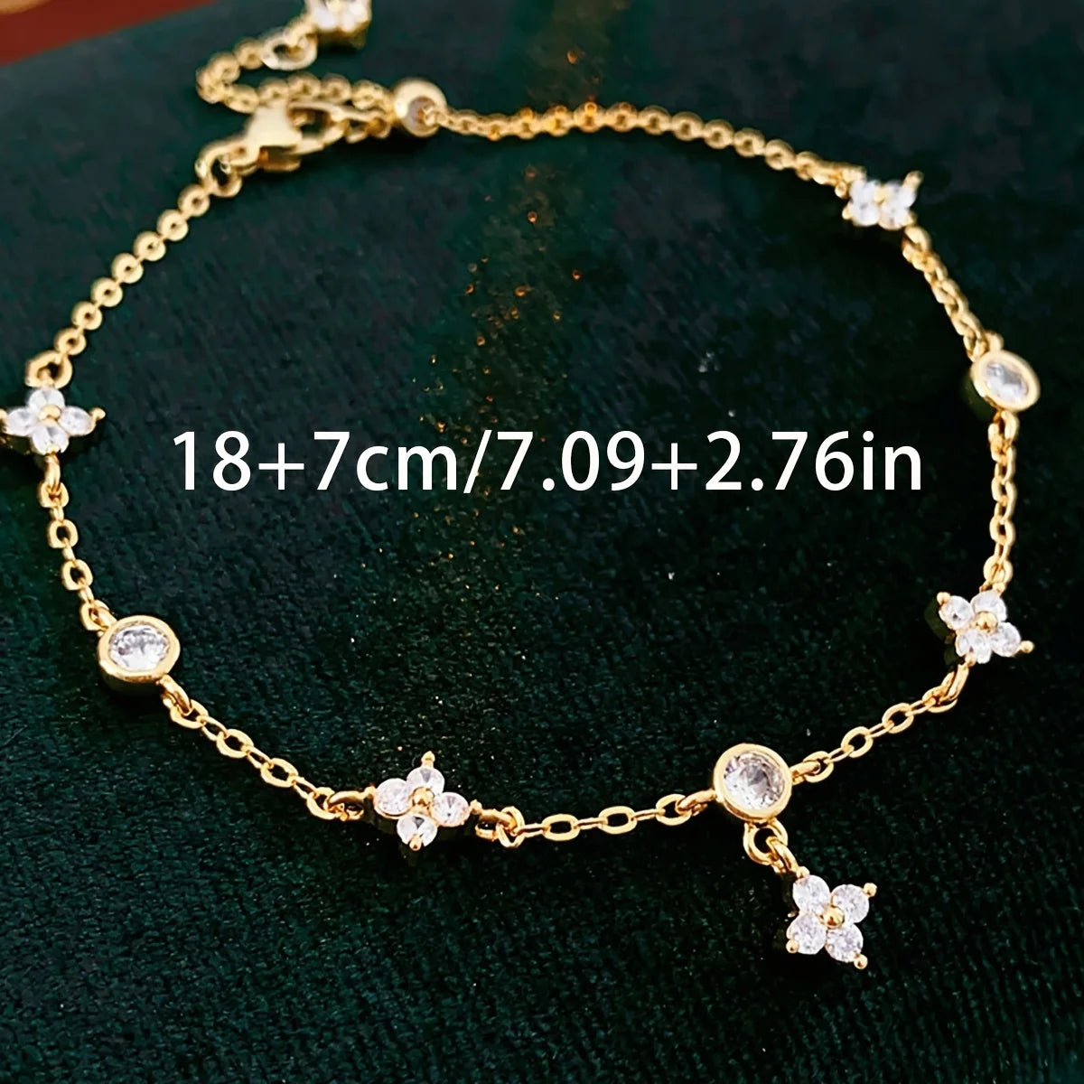 925 Sterling Silver Clover Design Ankle Bracelet for Women Dainty CZ Charm Chain Anklet Adjustable Lucky Flower Foot Jewelry